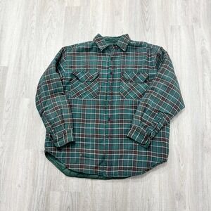 VINTAGE 90s Heavyweight Plaid Long Sleeve Button Shirt Size Large L Mens 1990s